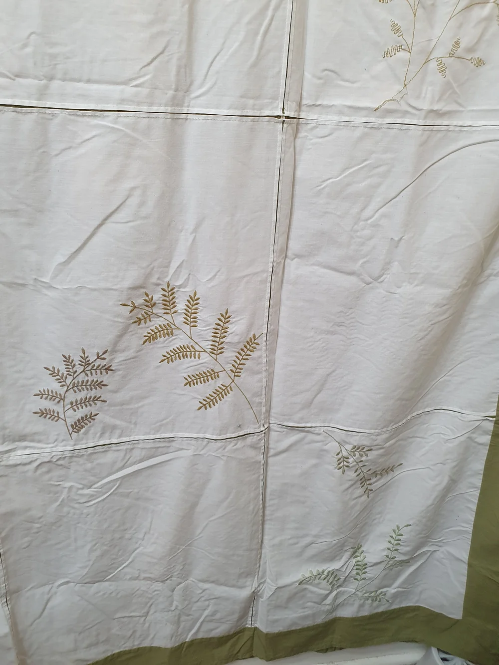 White and Green Botanical Shower Curtain - Unbranded
